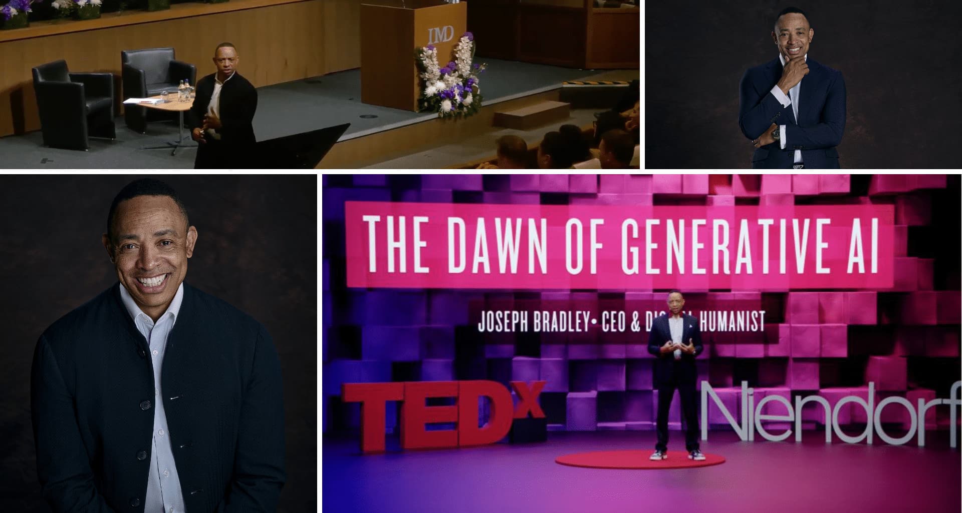 Joseph Bradley speaking on generative AI at TEDx and other stages